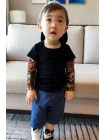 Дитяча чорна футболка з tattoo рукавами